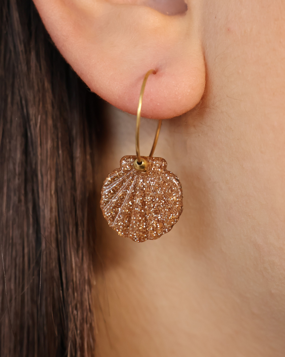 Boucles d'oreilles coquillage paillettes - Jade