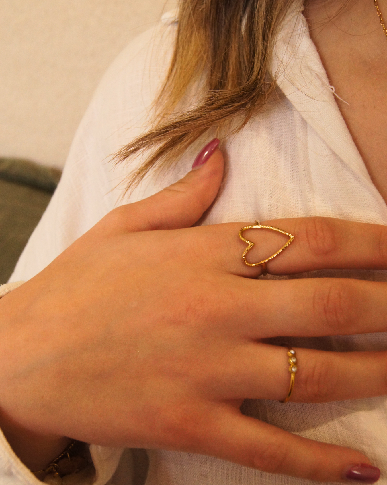 Bague coeur martelé - Romane