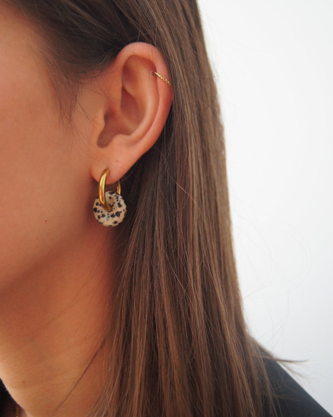 Boucles d'oreilles en jaspe dalmatienne - Garance