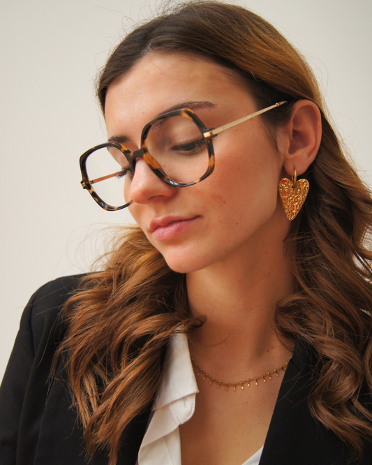 Boucles d'oreilles coeur martelé - Faustine