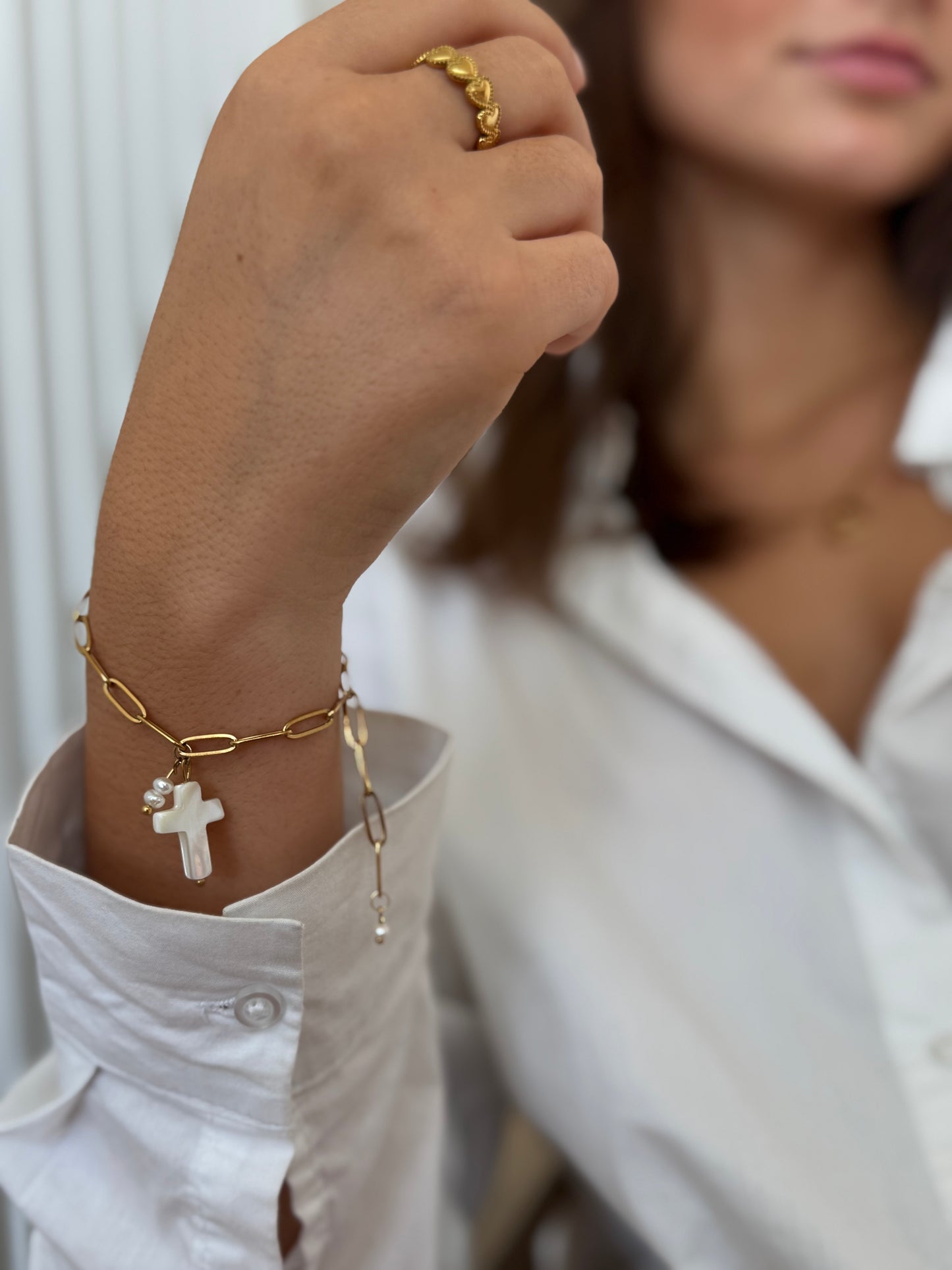 Bracelet croix nacre - Pauline