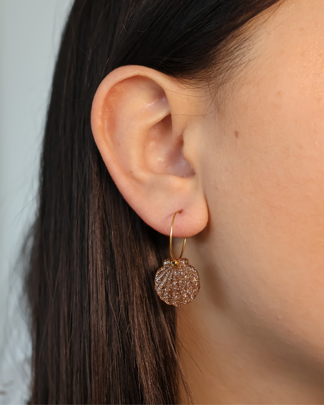 Boucles d'oreilles coquillage paillettes - Jade