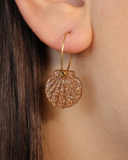 Boucles d'oreilles coquillage paillettes - Jade