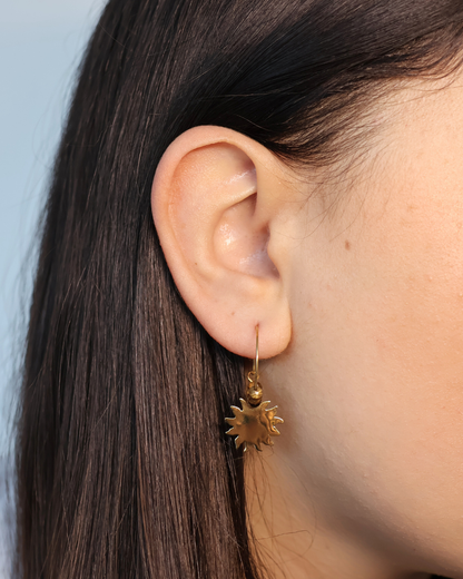 Boucles d'oreilles oeil de tigre, soleil - Ambre