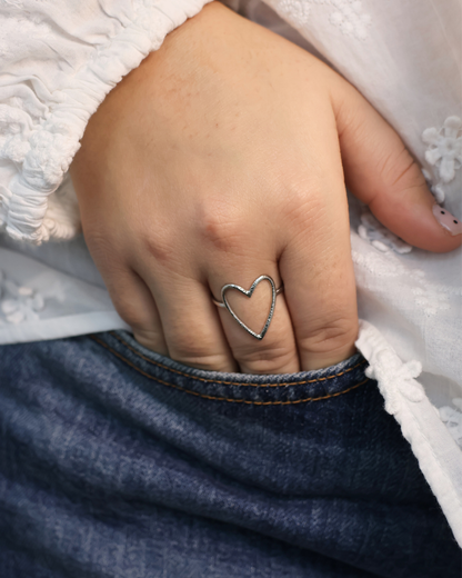 Bague coeur martelé - Alice