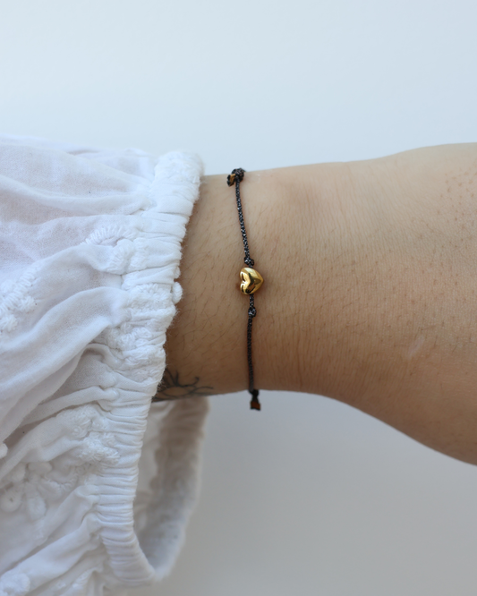 Bracelet coeur à cordon paillettes - Appoline