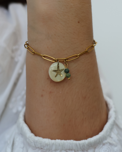 Bracelet nacre étoile et turquoise africaine - Fanny