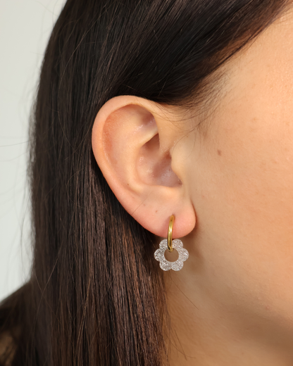 Boucles d'oreilles fleurs paillettes - Lou