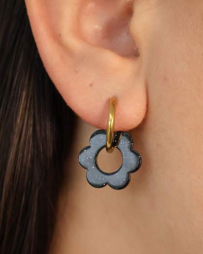 Boucles d'oreilles fleurs paillettes - Lou