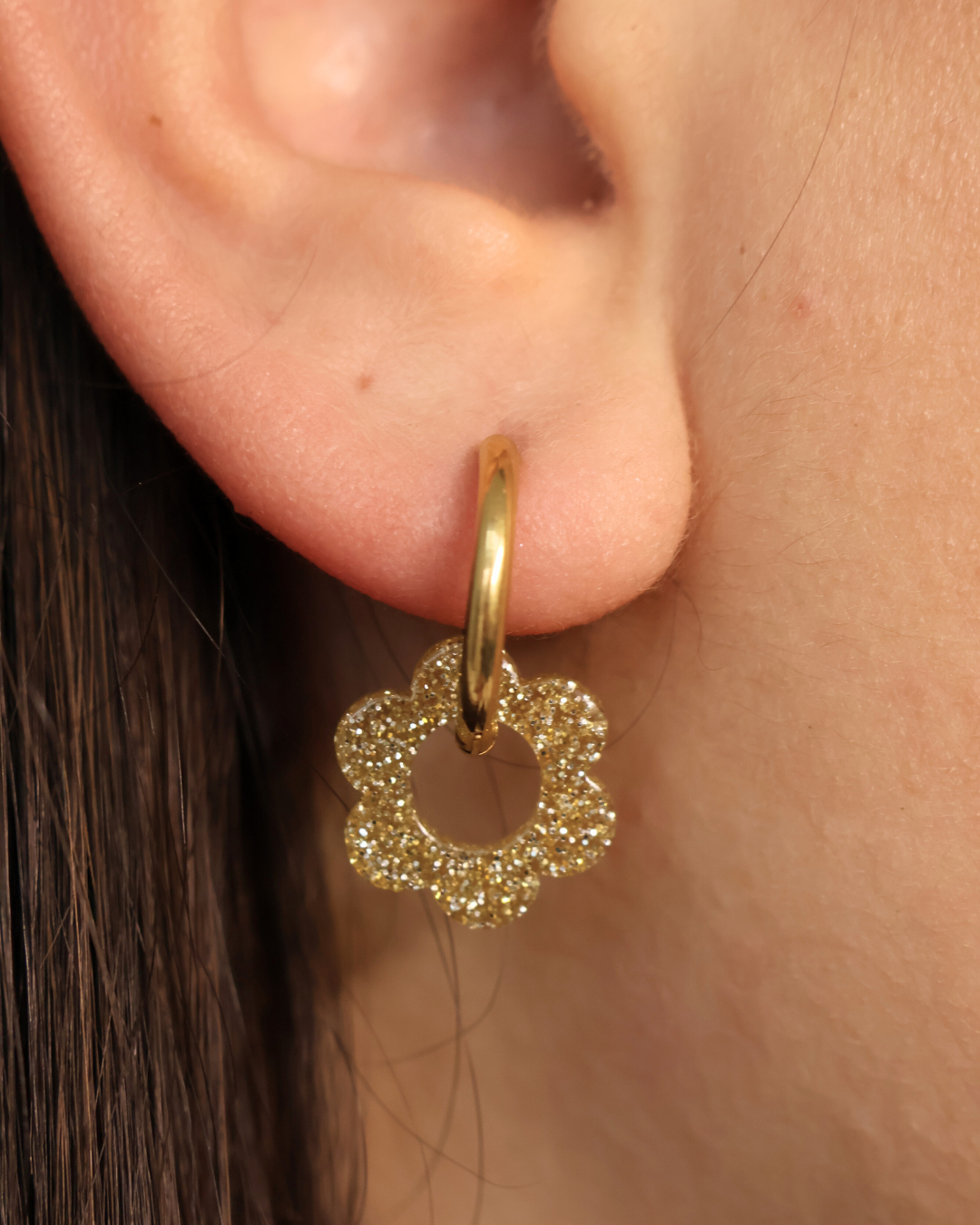 Boucles d'oreilles fleurs paillettes - Lou