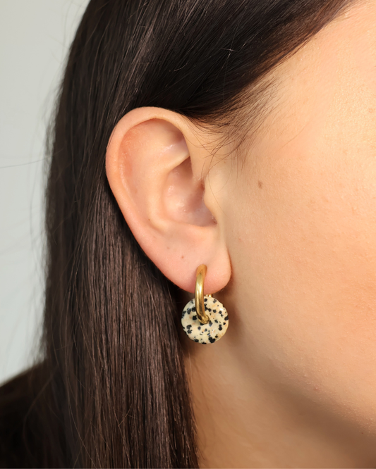Boucles d'oreilles en jaspe dalmatienne - Garance