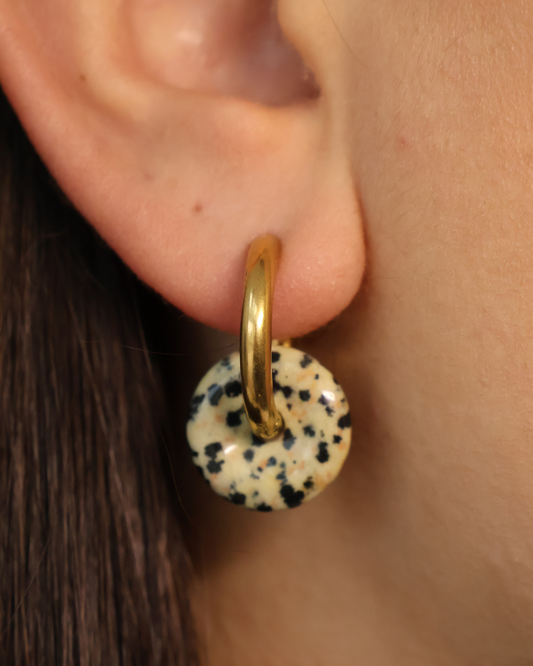 Boucles d'oreilles en jaspe dalmatienne - Garance