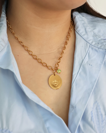 Collier coeur ex voto et trèfle - Tamara