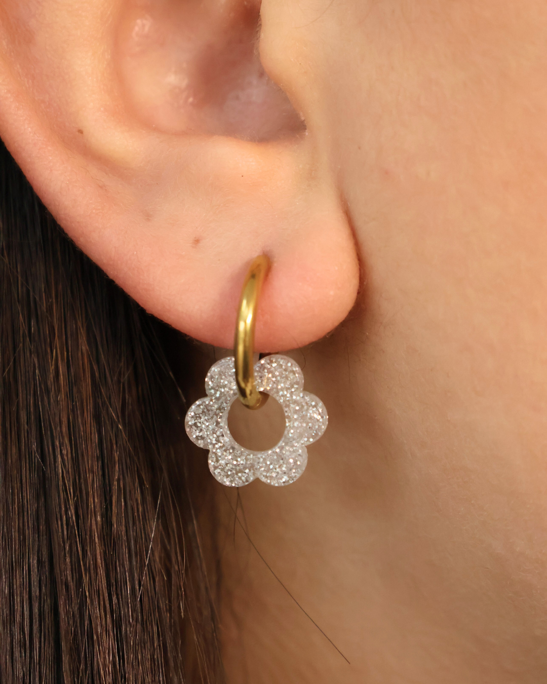 Boucles d'oreilles fleurs paillettes - Lou