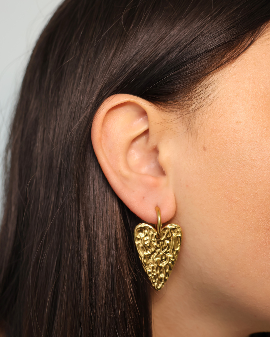 Boucles d'oreilles coeur martelé - Faustine